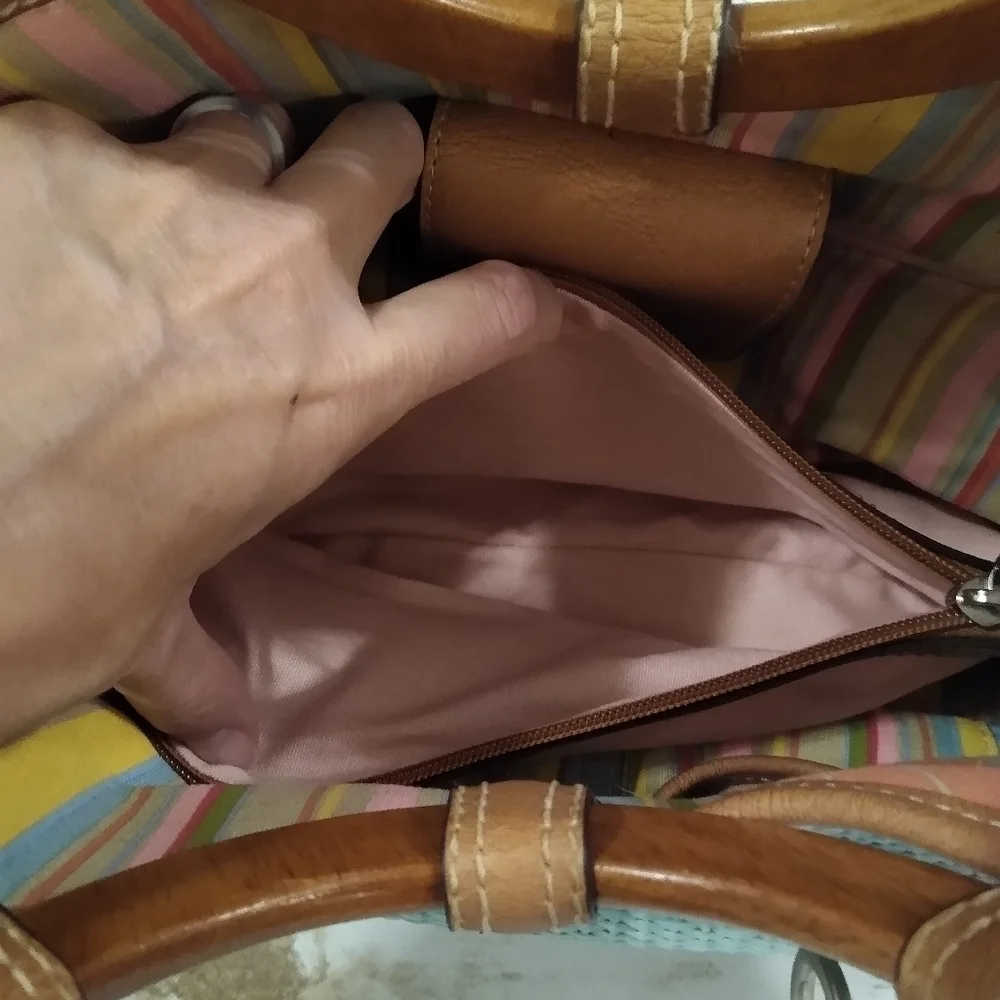 Fossil Woven Rattan Soft Seafoam Green Satchel Bag - Picture 16 of 16